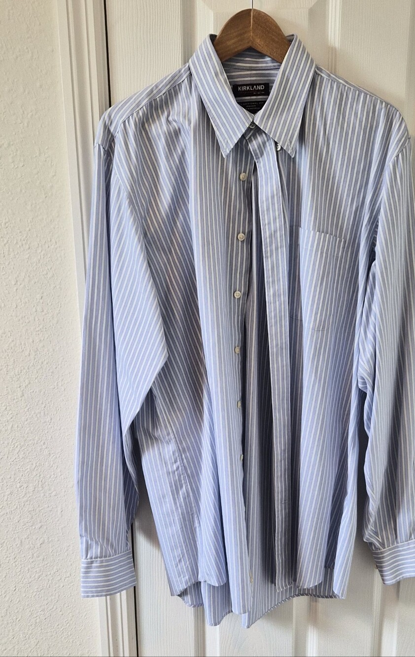 Kirkland Signature Light Blue Pinstripe Dress Shirt